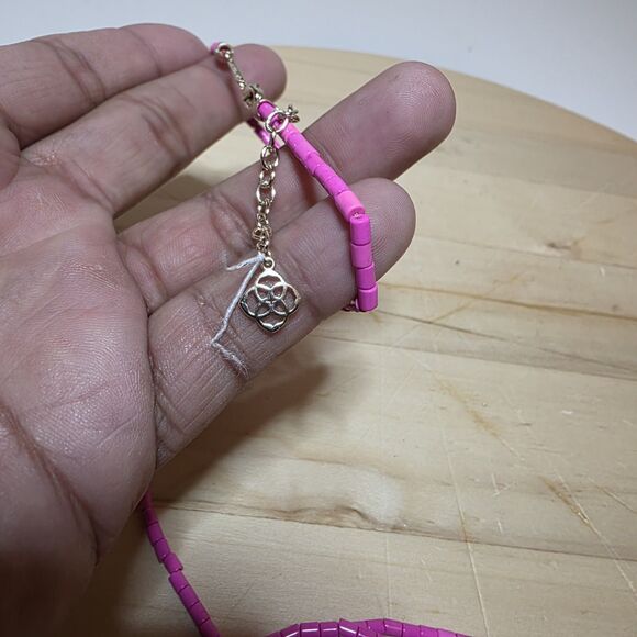 Kendra Scott Pink Unbanded Agate Beatrix Long Pendant Necklace 32 Inches Long - Picture 10 of 11